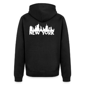 New York skyline - Unisex Premium Organic Zip Hoodie - black - Back - Nico (187cm)