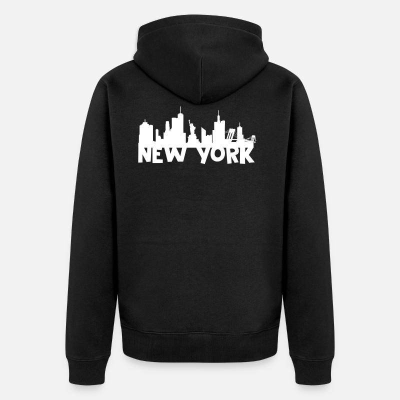 New York Skyline - Unisex Premium Bio Zip Hoodie - Schwarz