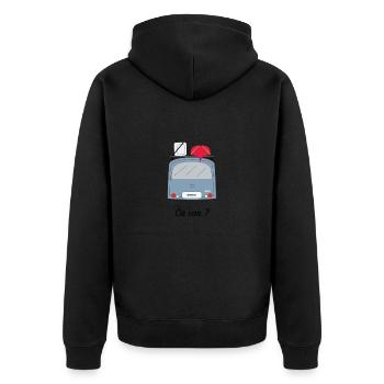 ca van - Unisex Premium Organic Zip Hoodie - black - Back - Nico (187cm)