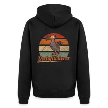 Dodo Mauritius Vogel - Unisex Premium Bio Zip Hoodie - Schwarz - Hinten - Nico (187cm)