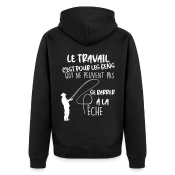 Pêche humour travail - Veste à capuche bio Premium Unisexe - noir - Dos - Nico (187cm)