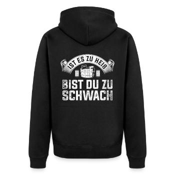 Sauna Spruch saunieren Wellness - Unisex Premium Bio Zip Hoodie - Schwarz - Hinten - Nico (187cm)