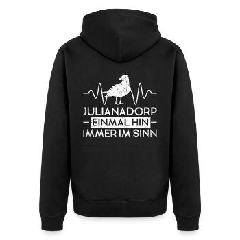 Julianadorp Möwe Herzschlag Urlaub Spruch - Unisex Premium Bio Zip Hoodie - Schwarz - Hinten - Nico (187cm)