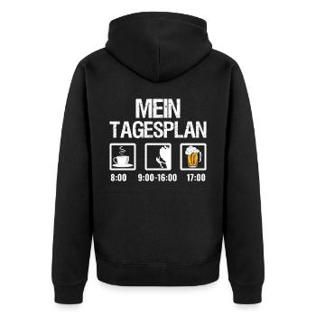 Kletterer Tagesplan Klettern - Unisex Premium Bio Zip Hoodie - Schwarz - Hinten - Nico (187cm)