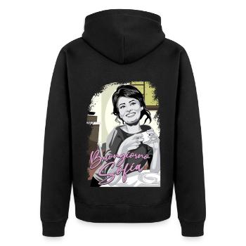 Buongiorno Sofia - Unisex Premium Bio Zip Hoodie - Schwarz - Hinten - Nico (187cm)
