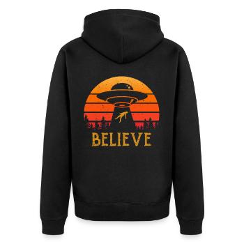 Vintage cadeau d'enlèvement Alien UFO rétro - Veste à capuche bio Premium Unisexe - noir - Dos - Nico (187cm)