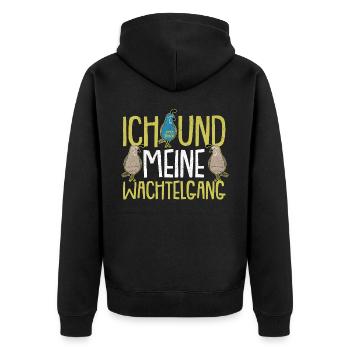 Ich und meine Wachteln Wachtelzüchter - Unisex Premium Bio Zip Hoodie - Schwarz - Hinten - Nico (187cm)