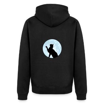 Cadeau d'amoureux des chats silhouette lune chats - Veste à capuche bio Premium Unisexe - noir - Dos - Nico (187cm)