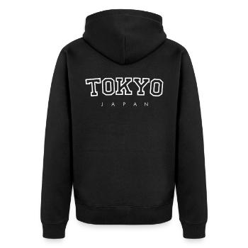 TOKYO - Japan - Travel - Unisex Premium Bio Zip Hoodie - Schwarz - Hinten - Nico (187cm)