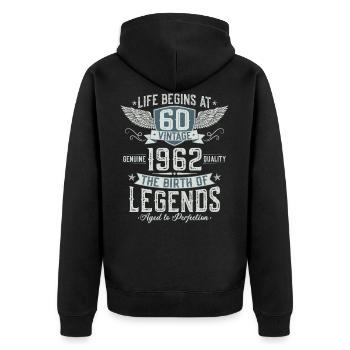 Né en 1962 Légendes 60 ans anniversaire - Veste à capuche bio Premium Unisexe - noir - Dos - Nico (187cm)