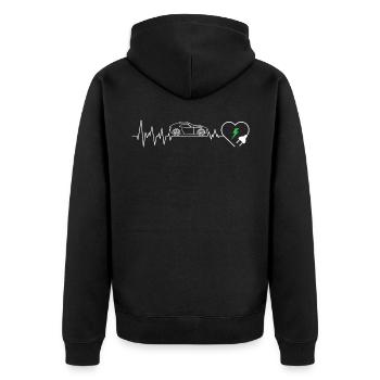 E-Auto Herzschlag EKG Elektroauto rEVolution EV St - Unisex Premium Bio Zip Hoodie - Schwarz - Hinten - Nico (187cm)