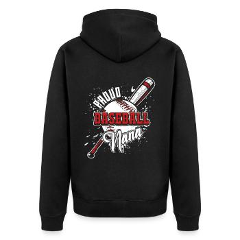 Proud Baseball Nana - Unisex Premium Organic Zip Hoodie - black - Back - Nico (187cm)