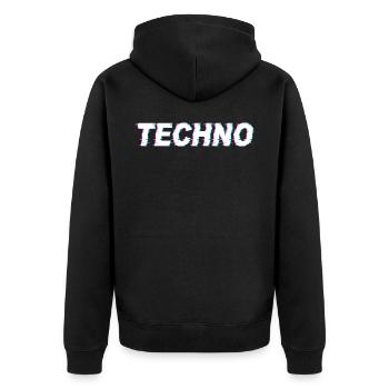 Techno - Techno music - Raver - Rave - Festival - Unisex Premium Bio Zip Hoodie - Schwarz - Hinten - Nico (187cm)