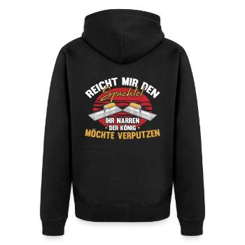 Stuckateur Verputzer Gipser - Unisex Premium Bio Zip Hoodie - Schwarz - Hinten - Nico (187cm)