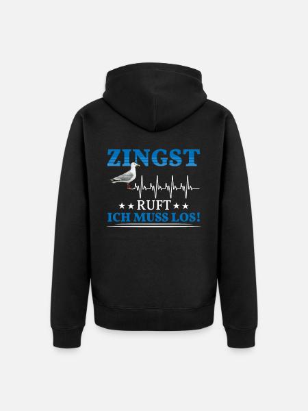 Zingst ruft Herzschlag Ostsee Möwe - Unisex Premium Bio Zip Hoodie - Schwarz
