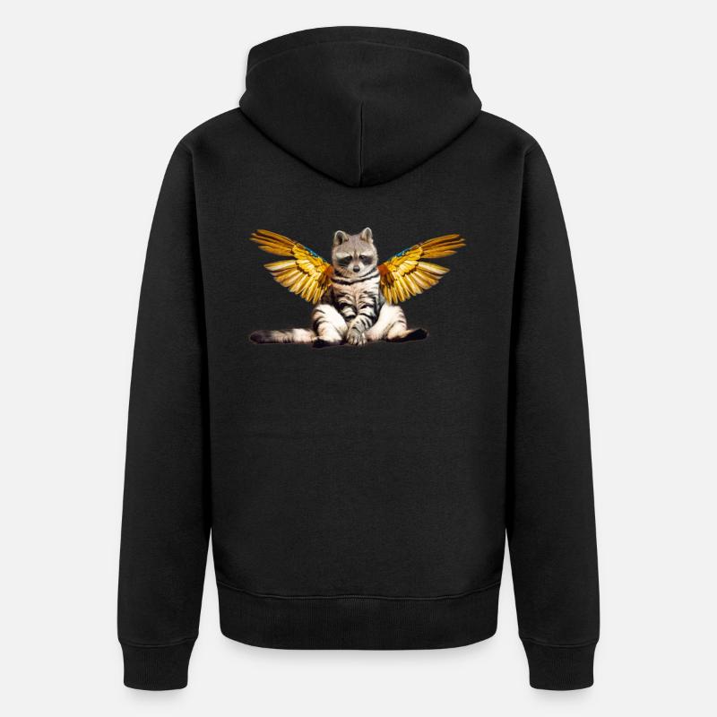 Waschbär Katze - Unisex Premium Bio Zip Hoodie - Schwarz