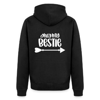 She's My Bestie - Unisex Premium Organic Zip Hoodie - black - Back - Nico (187cm)