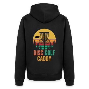 Disc Golf Caddy Golf Liebhaber Golfer Retro Vintage - Unisex Premium Bio Zip Hoodie - Schwarz - Hinten - Nico (187cm)