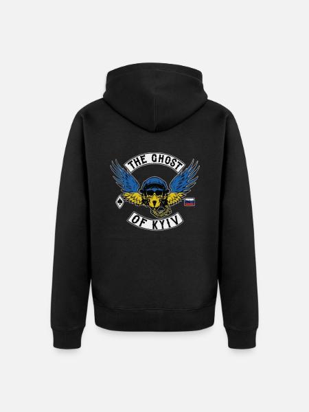 Ghost of Kyiv Oekraïense Vlag Oekraïne Sterk - Ekologisk premiumluvjack unisex - svart