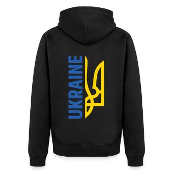 Ukraine - Unisex Premium Bio Zip Hoodie - Schwarz - Hinten - Nico (187cm)