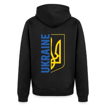 Symbole du drapeau de l’Ukraine - Veste à capuche bio Premium Unisexe - noir - Dos - Nico (187cm)