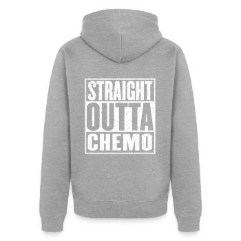 Straight Outta Chemo Cancer Survivor Chemotherapy - Unisex Premium Organic Zip Hoodie - heather grey - Back - Nico (187cm)