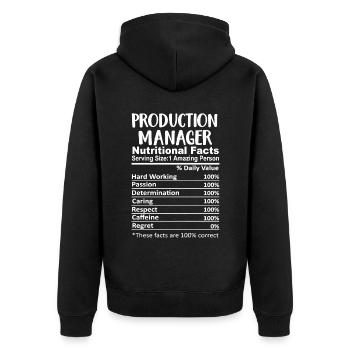 Production Manager Operator Specialist - Unisex Premium Organic Zip Hoodie - black - Back - Nico (187cm)