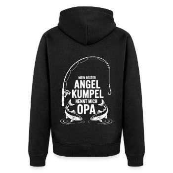 Opa und Enkel Angeln Angelbuddys. Geschenk für Opa - Unisex Premium Bio Zip Hoodie - Schwarz - Hinten - Nico (187cm)