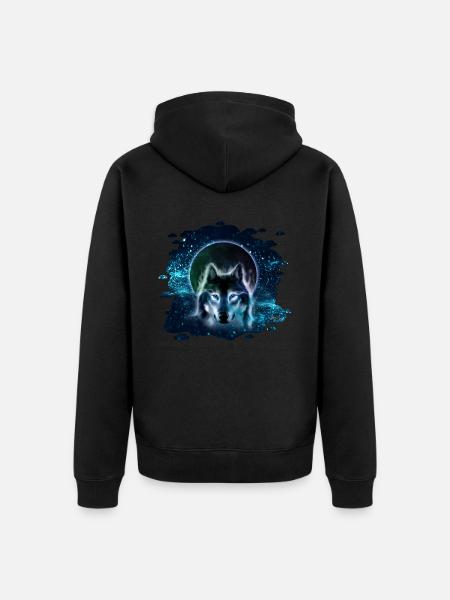 Wolfmond - Unisex Premium Bio Zip Hoodie - Schwarz