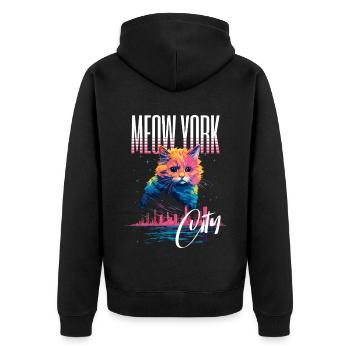 New York City Cat Meow City Skyline America USA - Unisex Premium Organic Zip Hoodie - black - Back - Nico (187cm)
