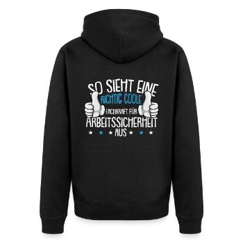 Fachkraft für Arbeitssicherheit Sicherheitskraft - Unisex Premium Bio Zip Hoodie - Schwarz - Hinten - Nico (187cm)