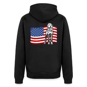 Vizsla US Amérique Drapeau Chiens Chien Wilsigns - Veste à capuche bio Premium Unisexe - noir - Dos - Nico (187cm)