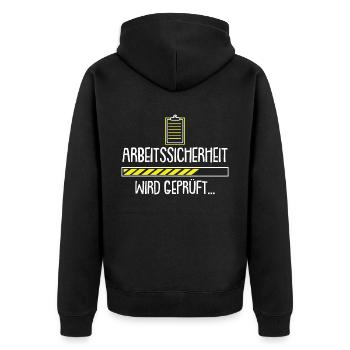 Fachkraft Arbeitssicherheit Ladebalken - Unisex Premium Bio Zip Hoodie - Schwarz - Hinten - Nico (187cm)
