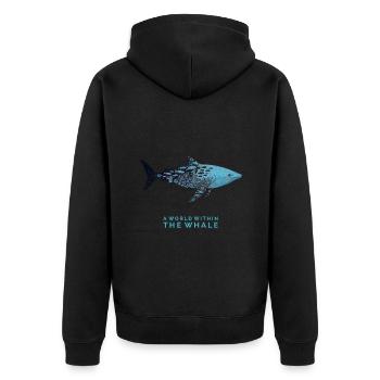 Wal mit Unterwasserwelt - Unisex Premium Bio Zip Hoodie - Schwarz - Hinten - Nico (187cm)