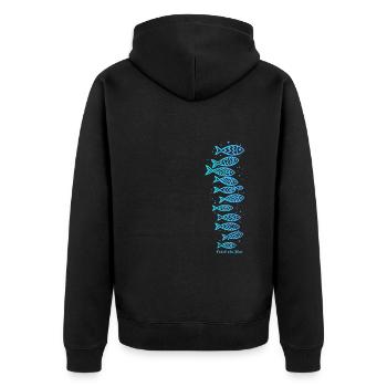 Catch the Flow Fish Ocean Graphic Design - Unisex Premium Organic Zip Hoodie - black - Back - Nico (187cm)