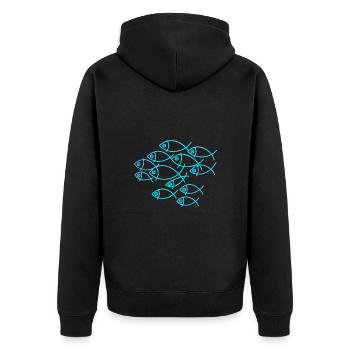 Fish School Line Art Ocean Minimalist Design - Unisex Premium Organic Zip Hoodie - black - Back - Nico (187cm)