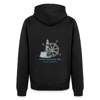 Crete Harbor Lighthouse Design - Unisex Premium Organic Zip Hoodie - black - Back - Nico (187cm)
