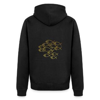 Yellow School of Fish Line Art Artwork - Unisex Premium Organic Zip Hoodie - black - Back - Nico (187cm)