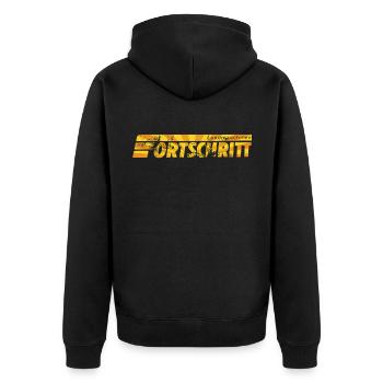 DDR - FORTSCHRITT - Landmaschinen Traktor - Unisex Premium Bio Zip Hoodie - Schwarz - Hinten - Nico (187cm)