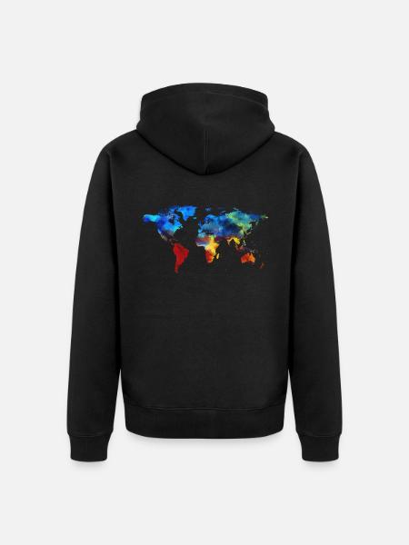 worldmap 2074679 200 - Unisex Premium Bio Zip Hoodie - Schwarz