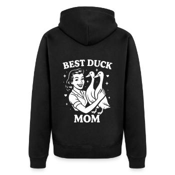 Funny Duck Duck - Best Duck Mom - Duck Mom - Unisex Premium Organic Zip Hoodie - black - Back - Nico (187cm)