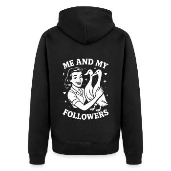 Lustiges Laufenten - Me And My Followers - Enten - Unisex Premium Organic Zip Hoodie - black - Back - Nico (187cm)