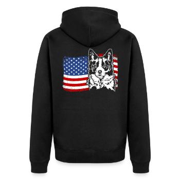 Border Collie US Amérique Drapeau Chiens Chien Wilsigns - Veste à capuche bio Premium Unisexe - noir - Dos - Nico (187cm)