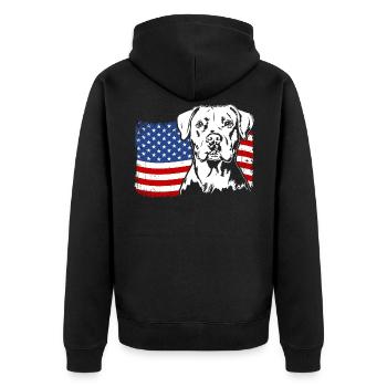 Dogue Argentin US Amérique Drapeau Chiens Wilsigns - Veste à capuche bio Premium Unisexe - noir - Dos - Nico (187cm)