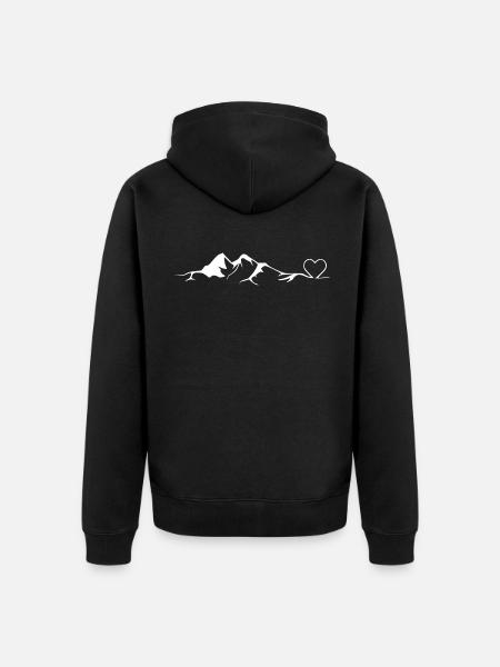 Mountains - Alps - Hiking - Love - Heart - Unisex Premium Organic Zip Hoodie - black