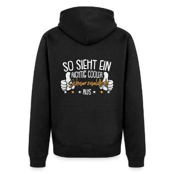 Schwarzwaldbub Schwarzwald Schwarzwälder - Unisex Premium Bio Zip Hoodie - Schwarz - Hinten - Nico (187cm)
