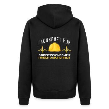 Arbeitssicherheit Herzschlag Sifa Sicherheitskraft - Unisex Premium Bio Zip Hoodie - Schwarz - Hinten - Nico (187cm)