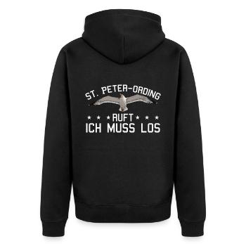St. Peter-Ording ruft Nordfriesland Seebad Möwe - Unisex Premium Bio Zip Hoodie - Schwarz - Hinten - Nico (187cm)