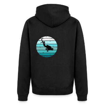 Tauchen Retro Sunset Taucher - Unisex Premium Bio Zip Hoodie - Schwarz - Hinten - Nico (187cm)