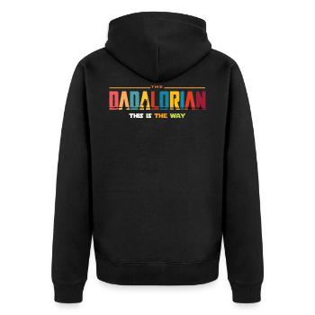 The Dadalorian Dad Birthday Father's Day - Unisex Premium Organic Zip Hoodie - black - Back - Nico (187cm)